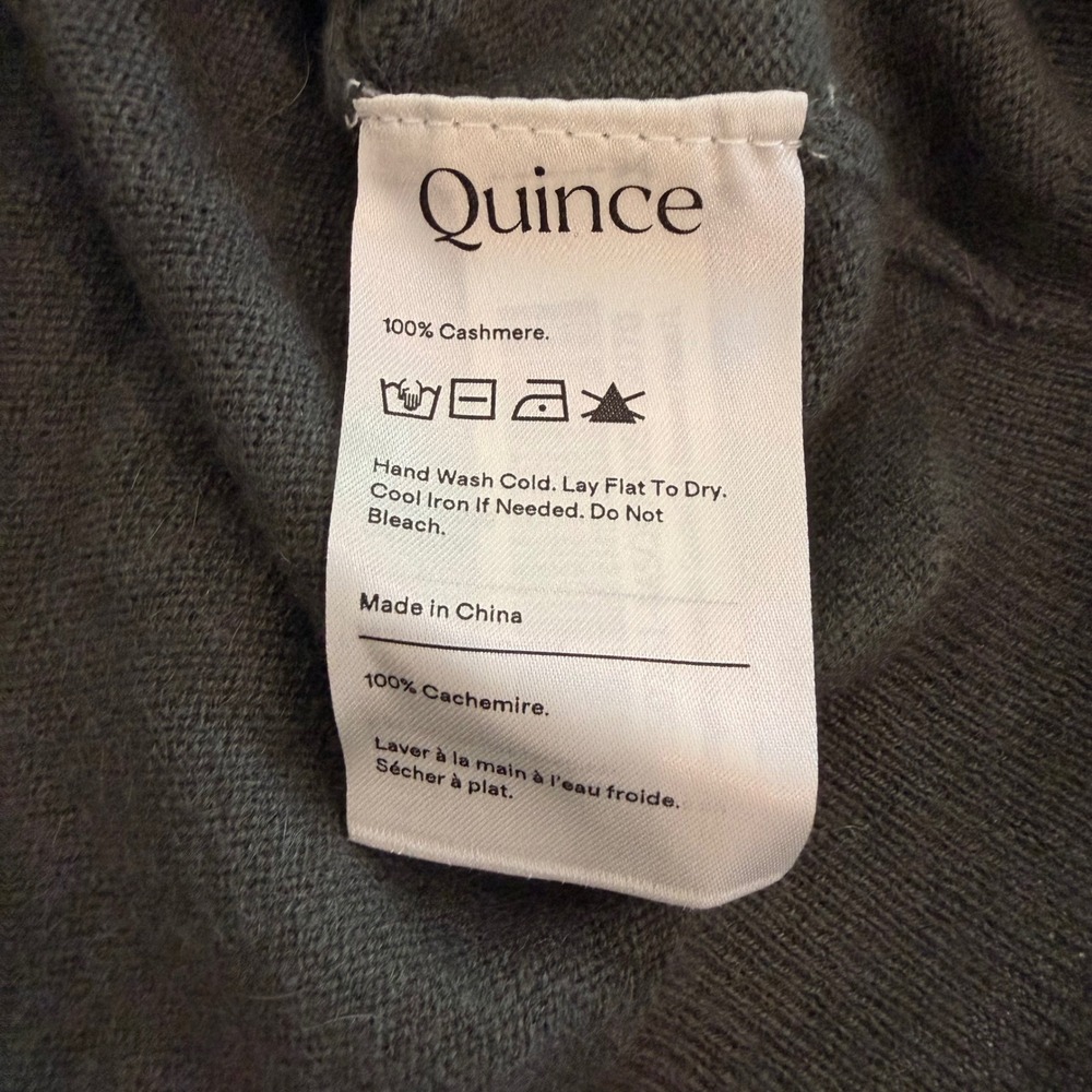 Quince Sweater Mongolian Cashmere Quarter Zip Lightweight Travel Moss Large NWOT - Picture 10 of 11